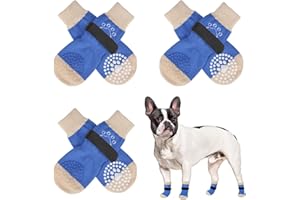 SCENEREAL Double Side Anti-Slip Dog Socks for Hardwood Floors to Stop Licking Paws, Non-Slip Dog Shoes for Hot/Cold Pavement, Slipping, Paw Protectors with Grippers