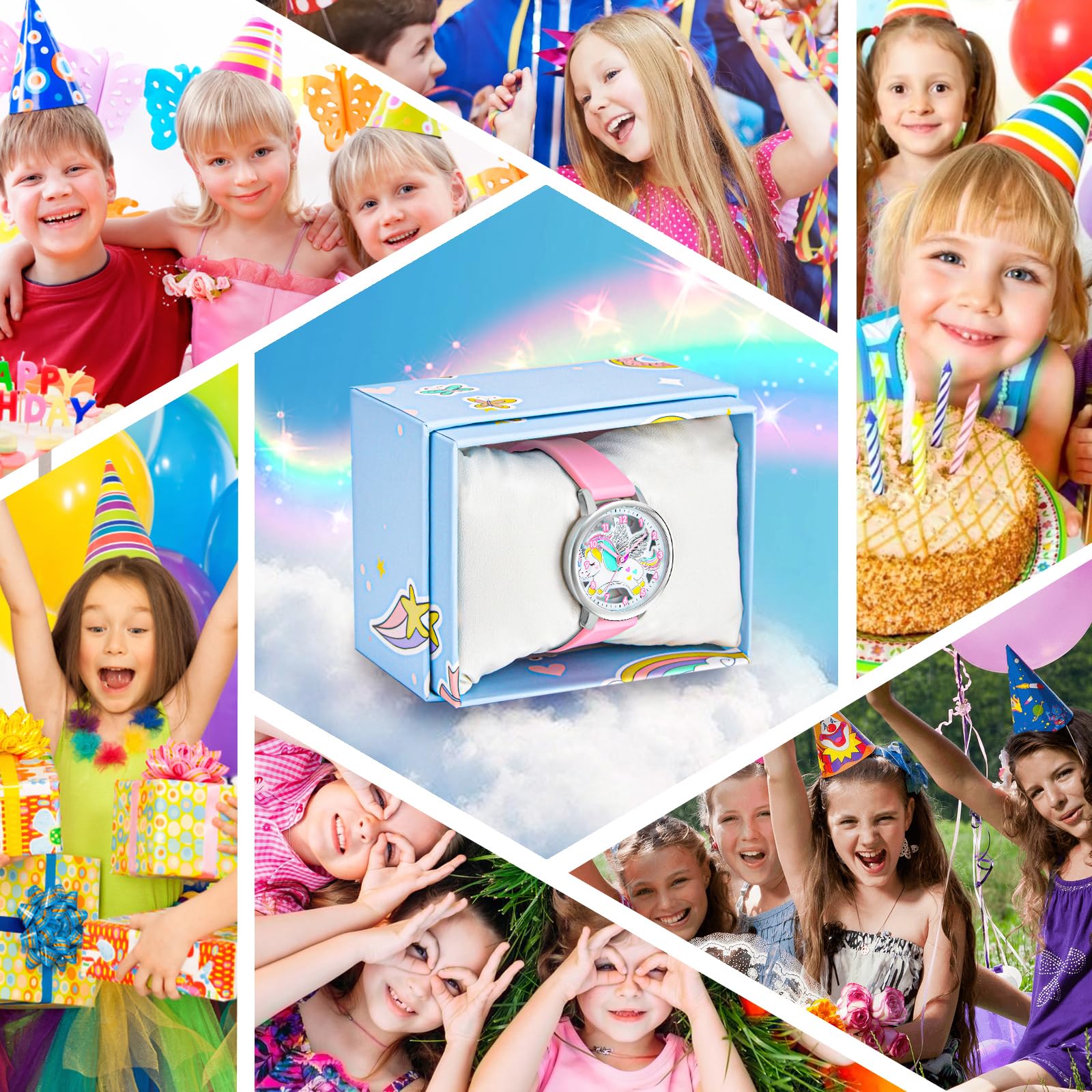 Bisley Children Watch for Boys and Girls Cute Unicom Dial Silicone Strap Easy to Read