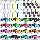 Hiboom 8 Set Kids Binoculars Bulk Shockproof Folding Children Mini Compact Binoculars Compass Magnifying Glass for 3-12 Years Boys Girls Kids Bird Watching Camping Outdoor Play