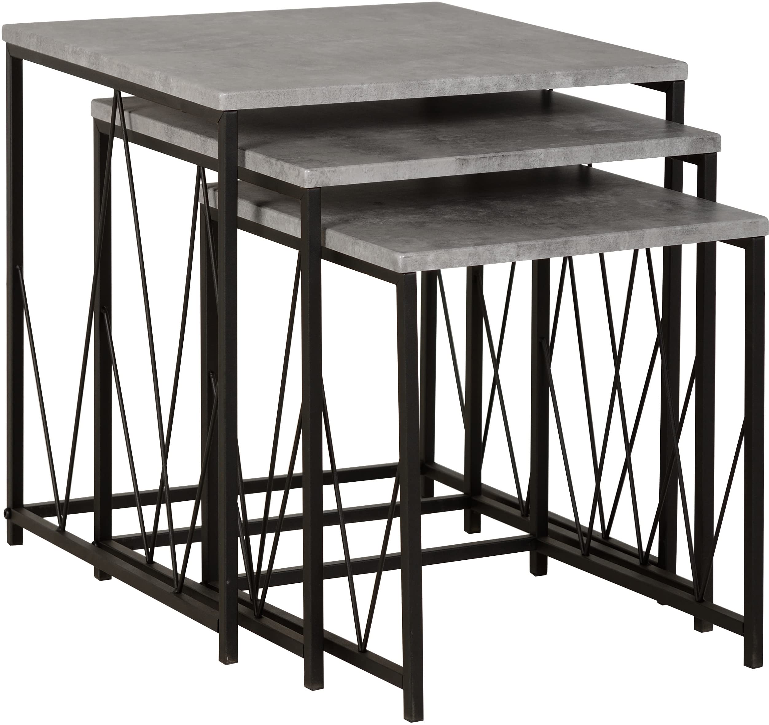 Seconique Athens Square Nest Of Tables in Concrete Effect