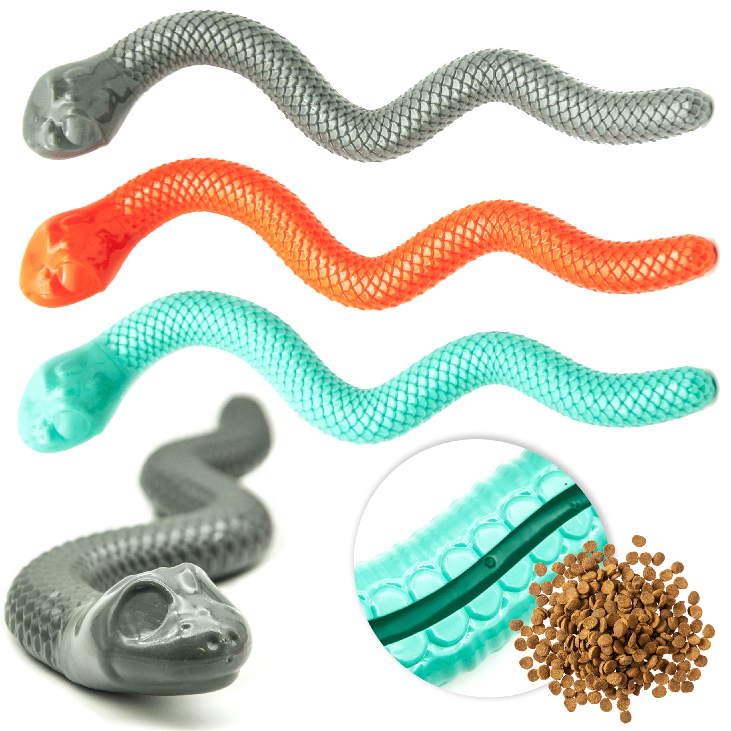 Petopedia 2x SNAKE Shape Dog Puzzle Toys - Treat Dispensing Interactive Dog Toys for Boredom Hide Seek & Enrichment Game – Slow Feeder (Assorted, Pack of 2)