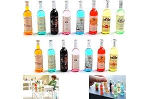 FIDRAGON 15 pcs 1:12 Doll Toy Bottles Wine Bottles Mini Food Mini House Drink Accessories for Dollhouse Miniature Bottles (15 Pcs Wine Bottles)
