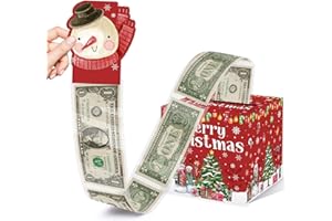 Christmas Party Surprise Gifts, Christmas Money Box for Cash Pull, Xmas Money Pull Box with Snowman Card and Transparent Bags
