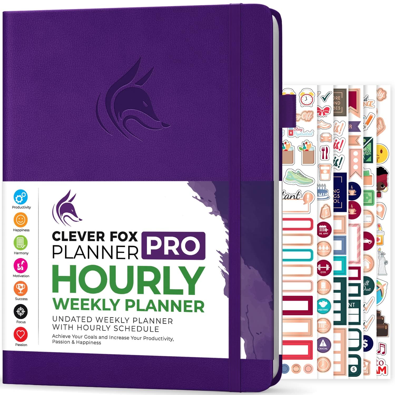 Photo 1 of Clever Fox Planner PRO Schedule – Undated Weekly & Monthly Life Planner with Time Slots, Appointment Book & Daily Organizer, A4 (Purple)