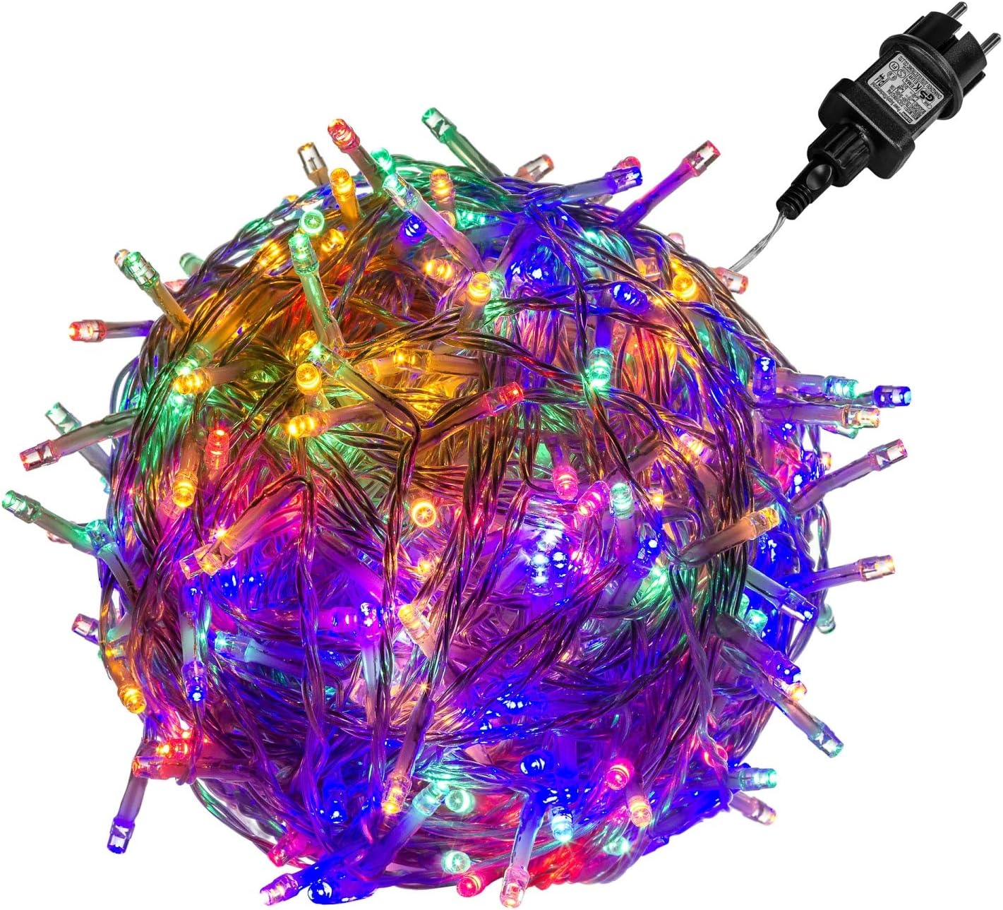Volt 100 200 400 600 LED Light String (Bureau Veritas GS-Tested), DEKRA GS Electronic Adapter, IP44, Assorted Colours