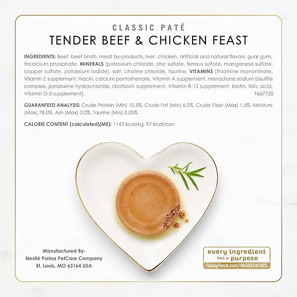 FANCY FEAST POULTRY AND BEEF FEAST CLASSIC PATE COLLECTION GRAIN FREE WET CAT FOOD VARIETY PACK – (PACK OF 30) 3 OZ. CANS