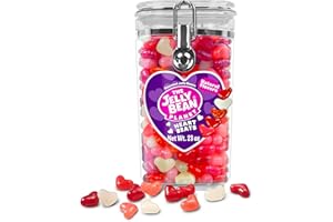 The Jelly Bean Planet Heart Beats Jelly Beans, Valentines Candy Hearts – Heart Shaped in 5 Fruity Natural Flavors, Gluten Free, Kosher, Gourmet Jelly Beans Gift Jar, Perfect for Valentine Day, 23 oz