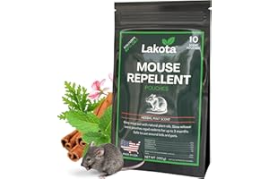 LAKOTA NATURALS Mouse Repellent Pouches, Made in The USA, Extra Strength 60% Active Ingredients, Repels Mice Fast, Keep Mice Out of Car/Boat/Shed/Cabin/Garage (Herbal Mint Scent)