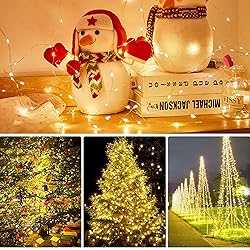ANGMLN White Solar String Lights Outdoor, 39.4 FT