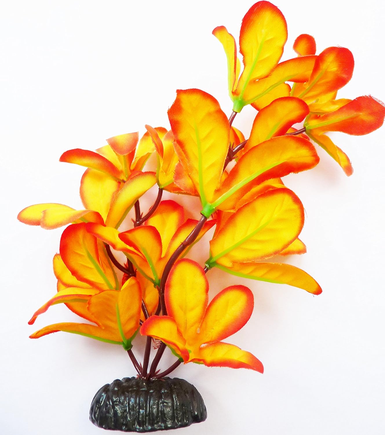 Aquarium Plant (Silk) Burnt Orange Orchid Fish Tank Decoration (Burnt