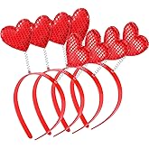 Zhehao 4 Pcs Valentine's Day Headband Valentines Heart Headband Glitter Heart Head Bopper Red Plastic Headbopper Love Hearts Hair Accessories for Women Valentine Gifts Anniversary Wedding Party Decor