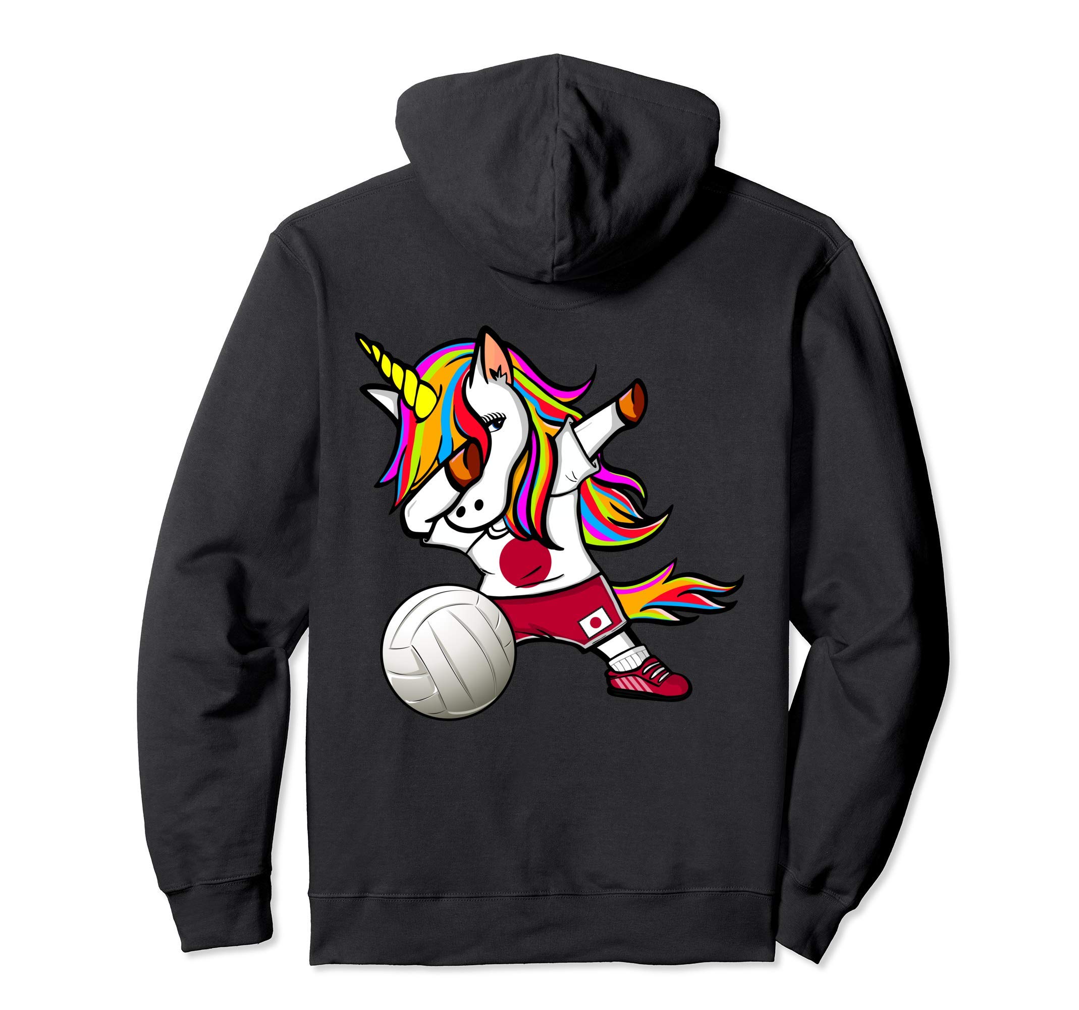 Dabbing Unicorn Japan Volleyball Fans Jersey - Japanese Flag Pullover Hoodie