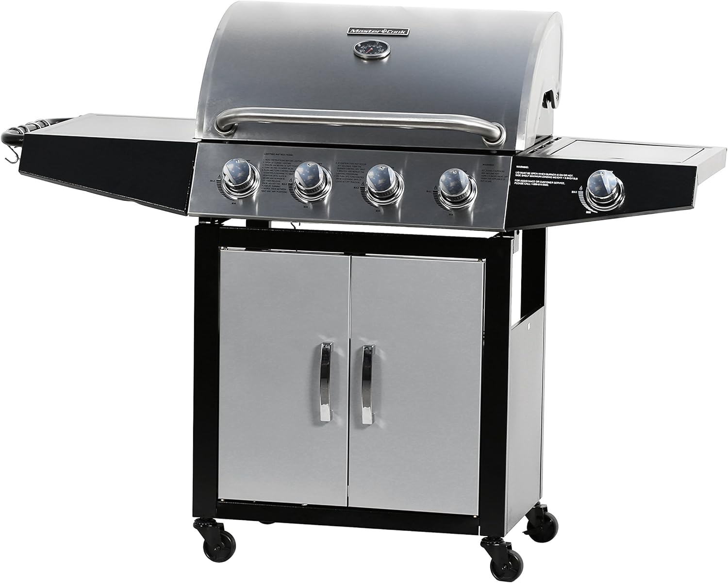 Review BBQ 4Burner Propane Gas Grill with Side Burner Grills
