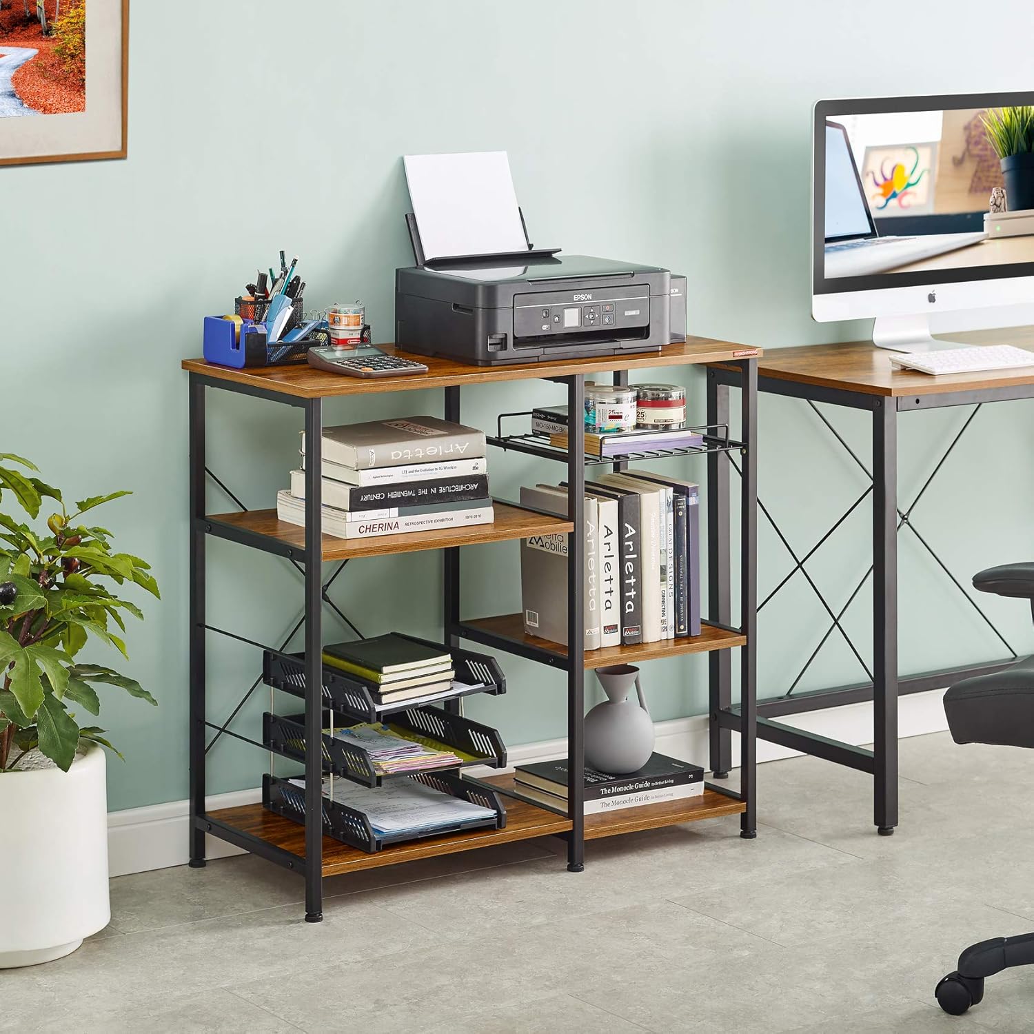 Mr IRONSTONE Kitchen Baker's Rack Vintage Utility Storage Shelf Microwave Stand 3-Tier+3-Tier Table for Spice Rack Organizer Workstation - Standing Baker's Racks