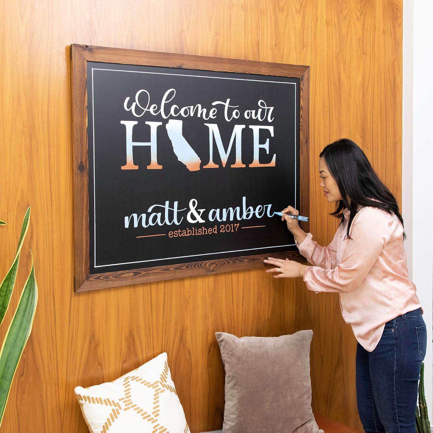 Loddie Doddie Huge Magnetic Chalkboard - 46" x 34.5" Rustic Framed Chalkboard for Wall Decor - Easy to Erase Chalkboard Rustic Frame for Kitchen, Framed Magnet Blackboard - Hanging Black Chalkboards : Office Products