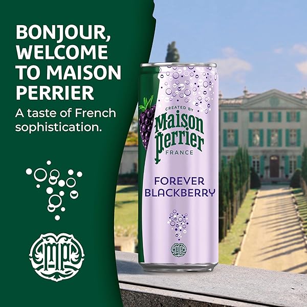 MAISON PERRIER FOREVER BLACKBERRY FLAVORED SPARKLING WATER, 11.15 FL OZ CANS, 8 COUNT, 3 PACK