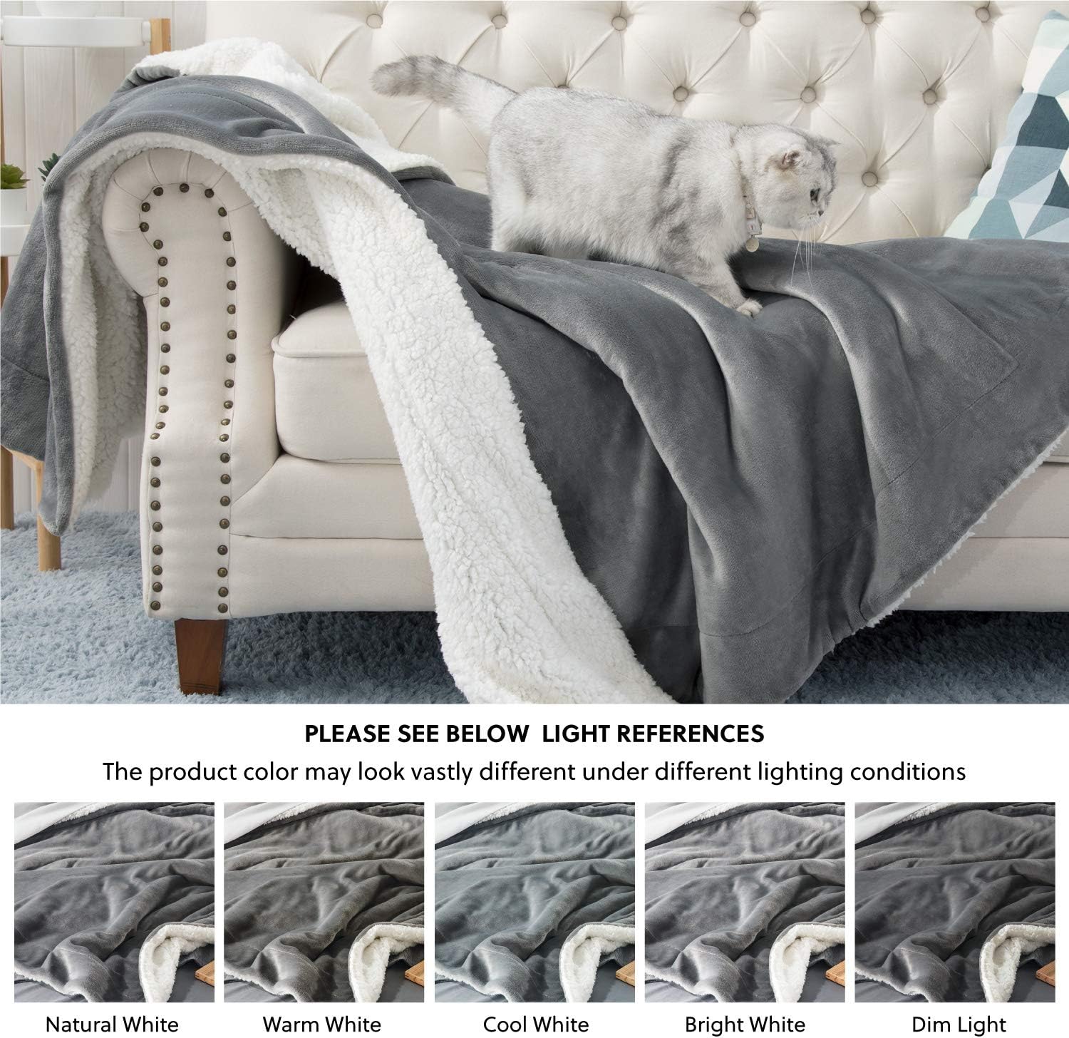 BEDSURE Sherpa Fleece Blanket Throw Size Grey Plush Throw Blanket Fuzzy Soft Blanket Microfiber: Home & Kitchen