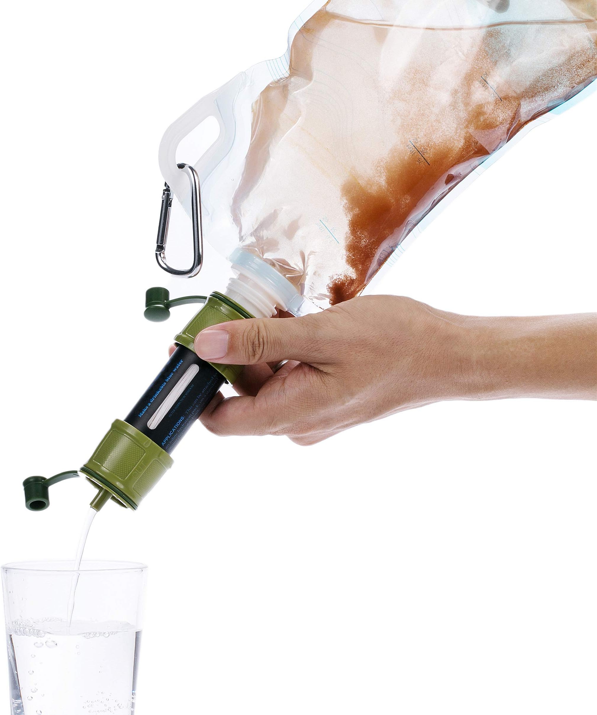 TREDY Personal Water Filter Straw，Outdoor Mini Water Filtration System for Camping Hiking and Travelling Includes Water Filter, Squeeze Pouch, Drinking Straw
