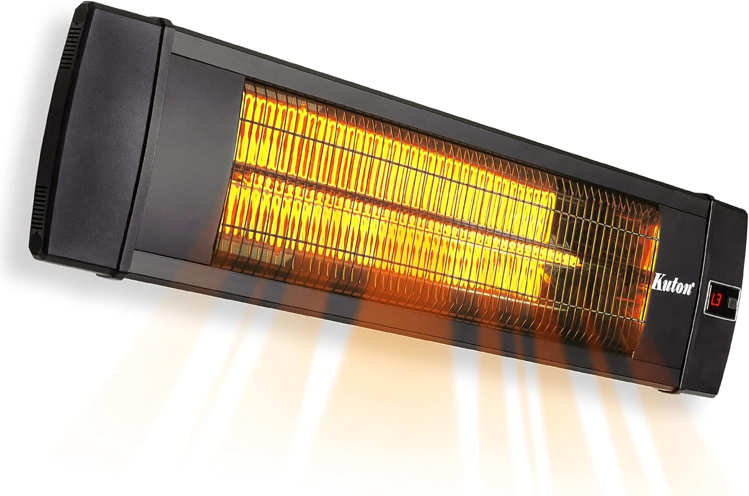 KUTON Electric Patio Heater, Outdoor Heater w/Remote, Wall Mounted Infrared Heater, IP65 Waterproof Outdoor Heater, 3 Power setting, Max. 5118BTU for Patio, Garage, Timer Setting for In/Outdoor, Black: Kitchen & Dining