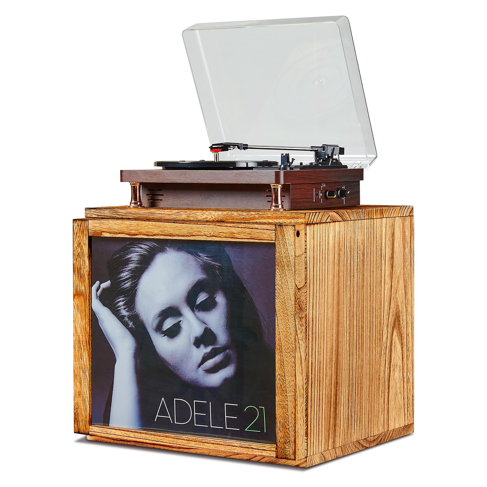 Photo 1 of DGWJSU Solid Wood Vinyl Record Storage Box Holds Up To 120 Records, Record Storage Display Window (7?/10?/12?), For Music Corners, Display Collections, Vinyl Storage, Home Theaters, Living Rooms