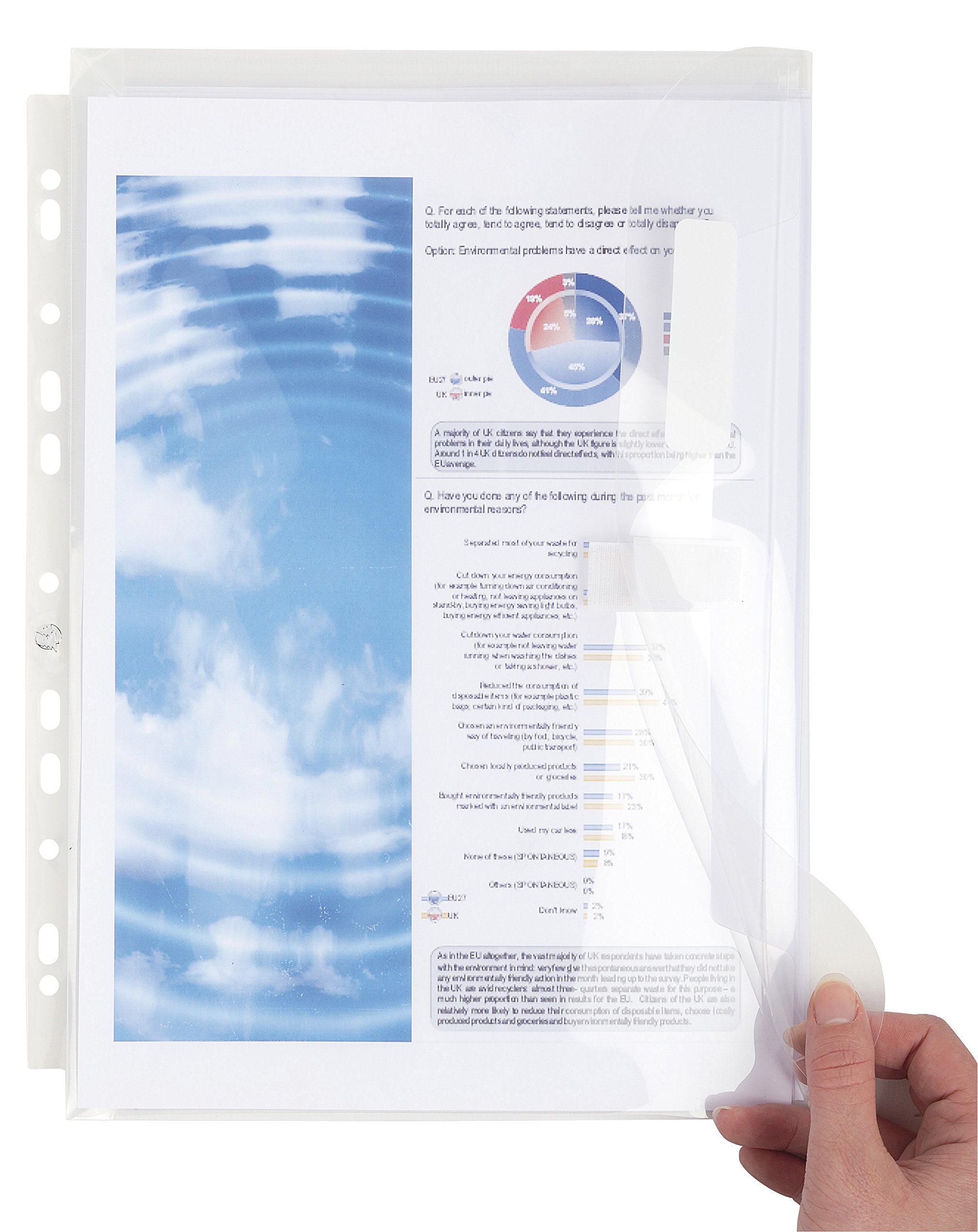 Exacompta - Ref 5505E - PP Expanding Punched Pockets - Suitable for Holding A4 Documents, 25mm Gusset & Flap, Made From 200 Micron Polypropylene - Transparent (Pack of 10)