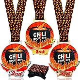 Sasylvia 3 Pcs Chili Cook Off Medals & Trophies Set – 1st, 2nd, 3rd Place Awards, Metal Winner Prizes for Cooking Contests & Mexican Fiesta Parties for Winners, Gift Box Included