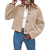 Cicy Bell Womens Cropped Pea Coat Casual Button Down Short Jackets Fall Winter Outerwear