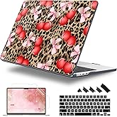 Lepeoac for MacBook Air 13.6 inch Case M4 M3 M2 2025 2024-2022 Release Model A3240 A3113 A2681, Sturdy Plastic Hard Shell Case for MacBook Air M2 13 inch with Touch ID, Leopard Cherry