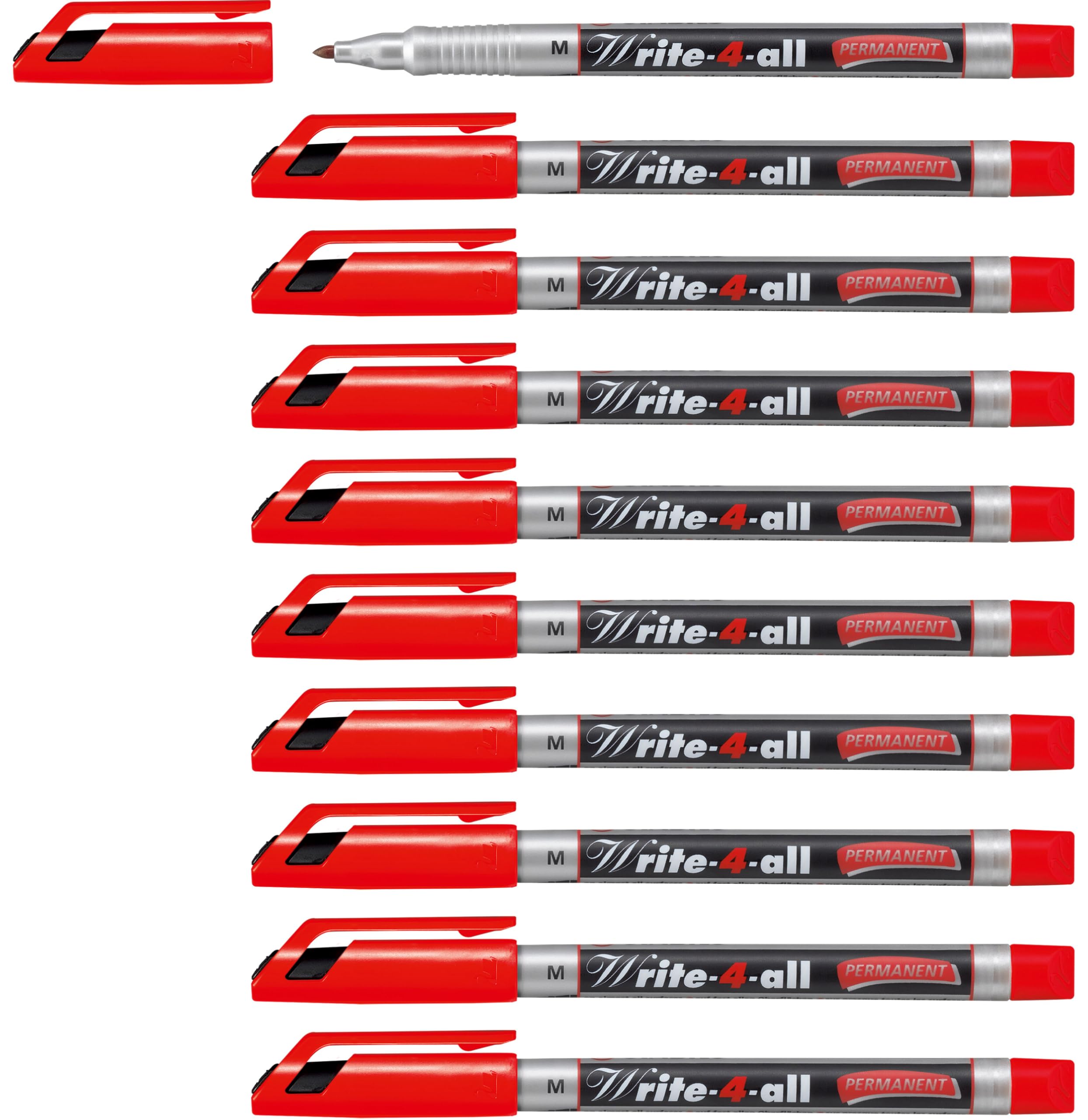 STABILO Permanent Marker Write-4-all - Medium - Box of 10 - Red
