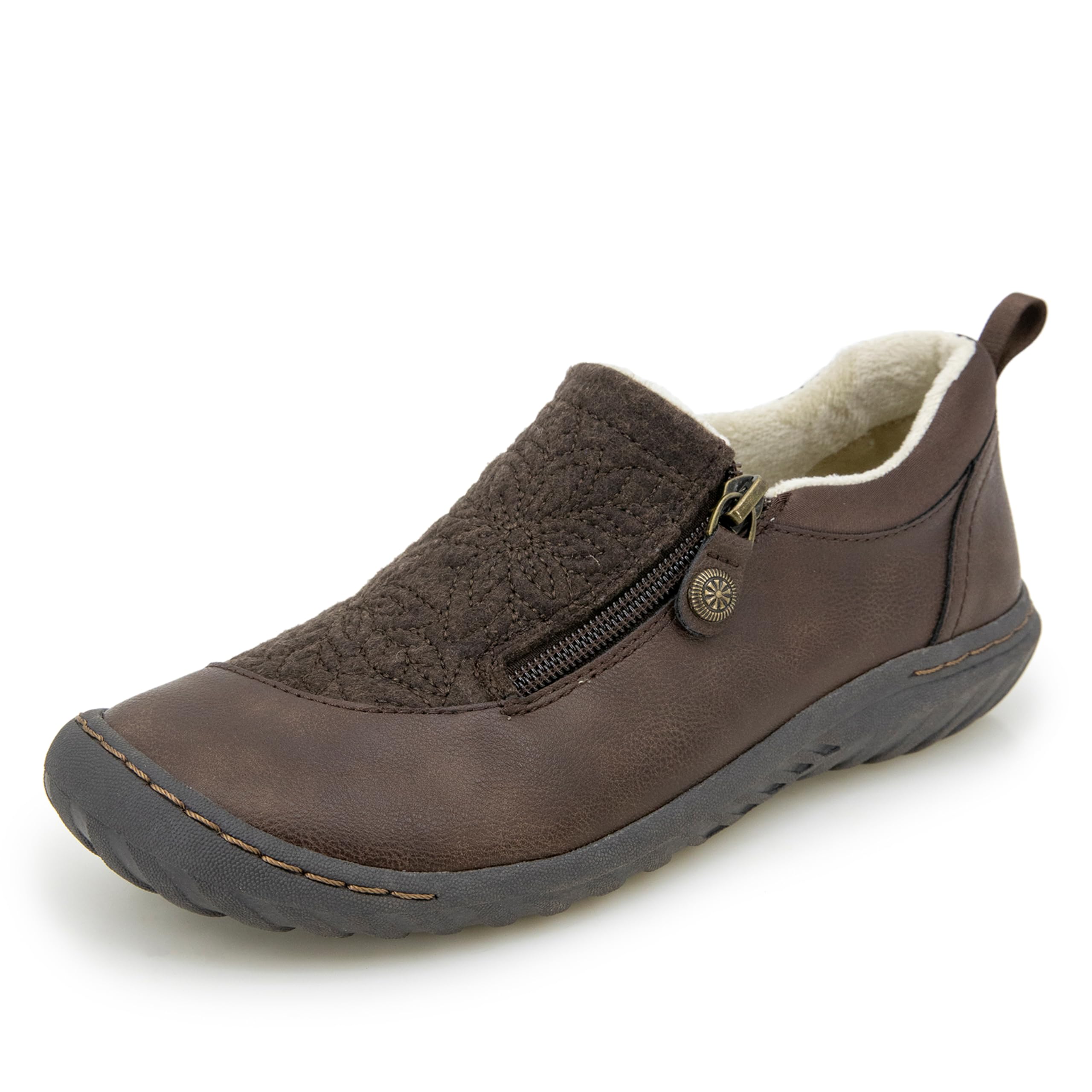 JBU Women’s Elodie Comfort Casual Side Zipper Dress Shoe Brown 6