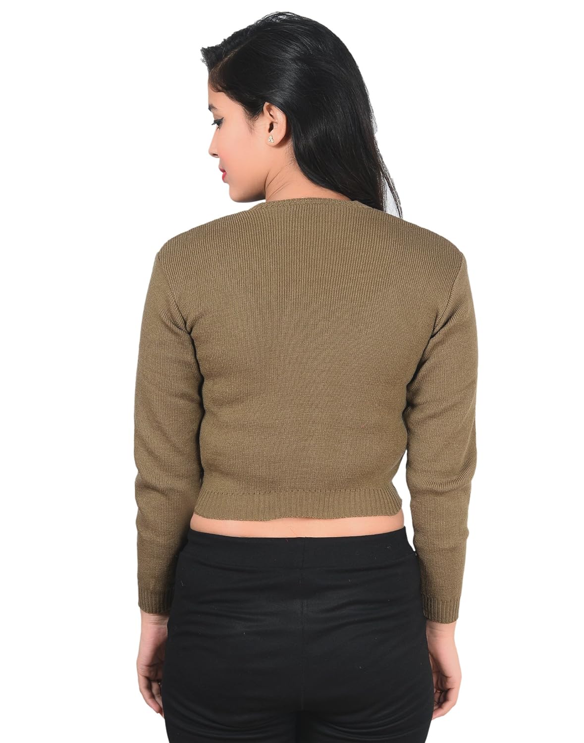 malvina women's high quality winter warm woollen saree blouse long sleeves sweater