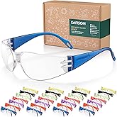 SAFISON 28 Pack Kids Safety Glasses, ANSI Z87.1 Child Size Protective Goggles in 7 Colors, Scratch and Impact Resistant Clear Lens Eyewear with Color Frame for Nerf Party/Science/School Projects