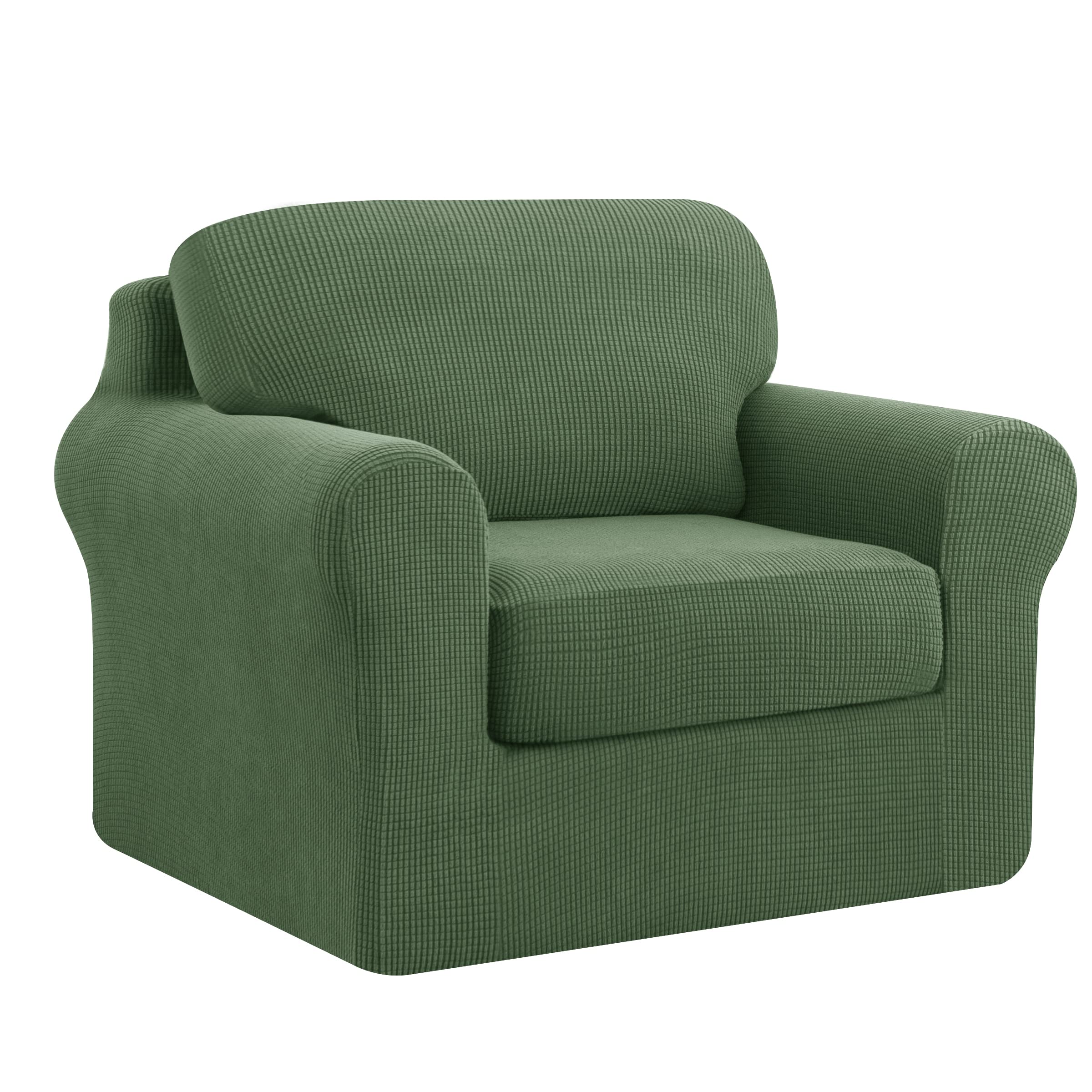 CHUN YI 3 Piece Stretch Sofa Cover, 1 Seater Slipcover with One Separate Cushion and Backrest, Jacquard Spandex Fabric(1 Seater,Darkcyan)