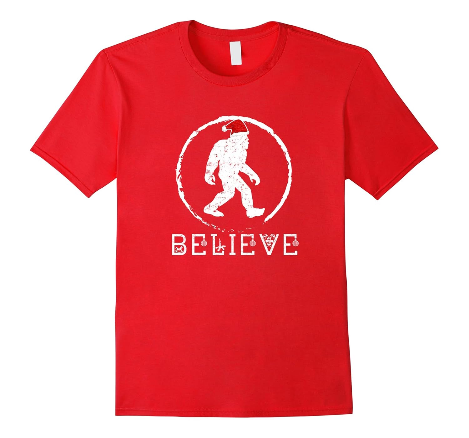 Christmas Bigfoot with Santa Hat T-Shirt-ANZ