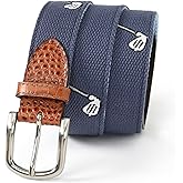 Mile High Life Golf Belts for Men, Canvas Belt with Genuine Leather Tips, Embroidered 2 Layer Web Belt with Pin Buckle