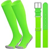 JASGOOD Baseball Socks and Belt Combo for Youth Adult Softball Socks and Elastic Belt for Boys Girls