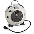 BLACK+DECKER 25 Ft. Retractable Extension Cord Reel with 4 Outlets, 2 USB Ports, Multi-Plug Extension, On/Off Switch & Heavy-Duty 16AWG SJT Cable