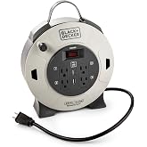 BLACK+DECKER 25 Ft. Retractable Extension Cord Reel, 4 Outlets, 2 USB Ports | 16 AWG SJT cable, multi-plug design, on/off switch, heavy-duty construction