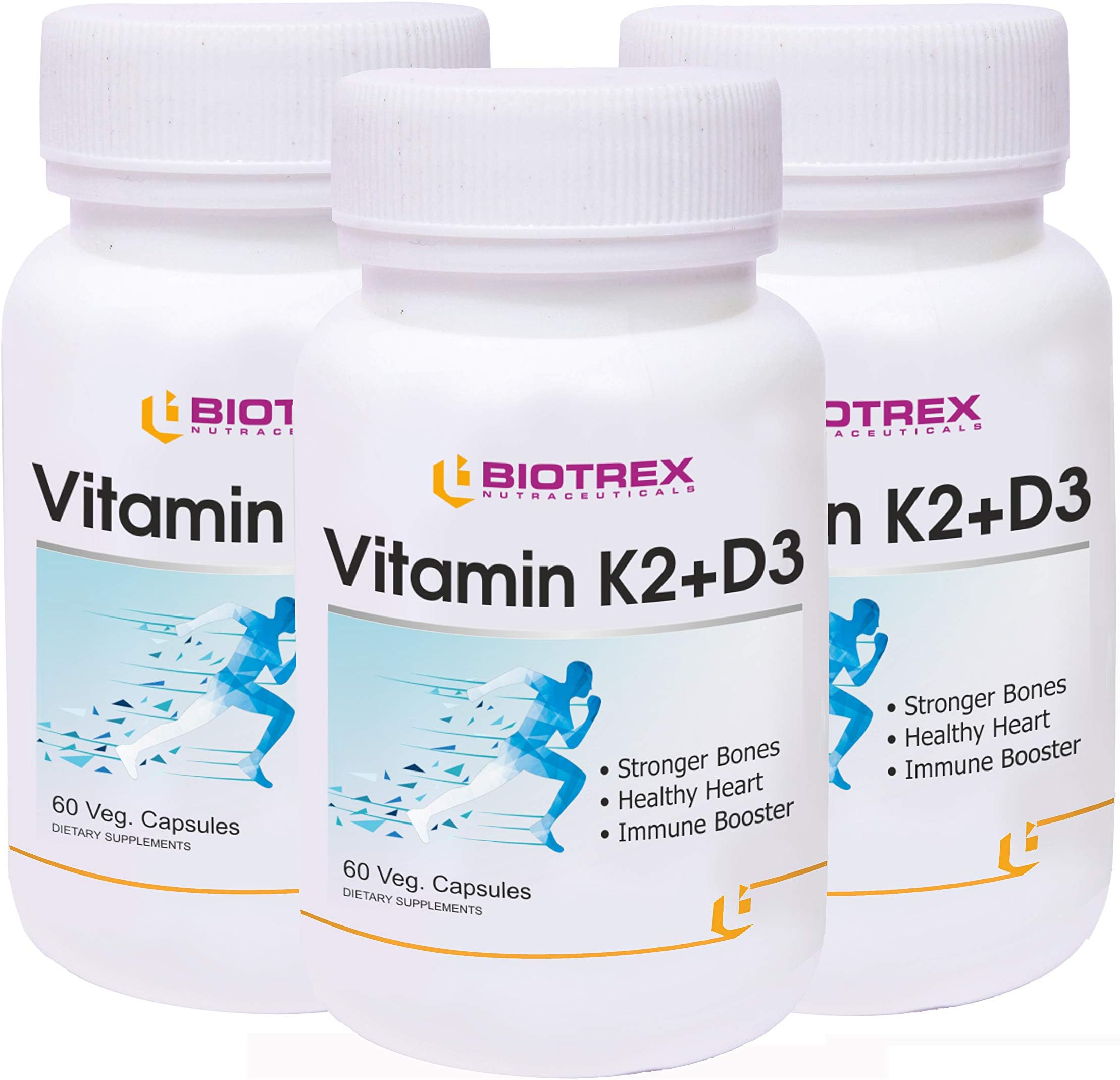 Biotrex Vitamin K2+D3-60 Veg Capsule, Pack of 3