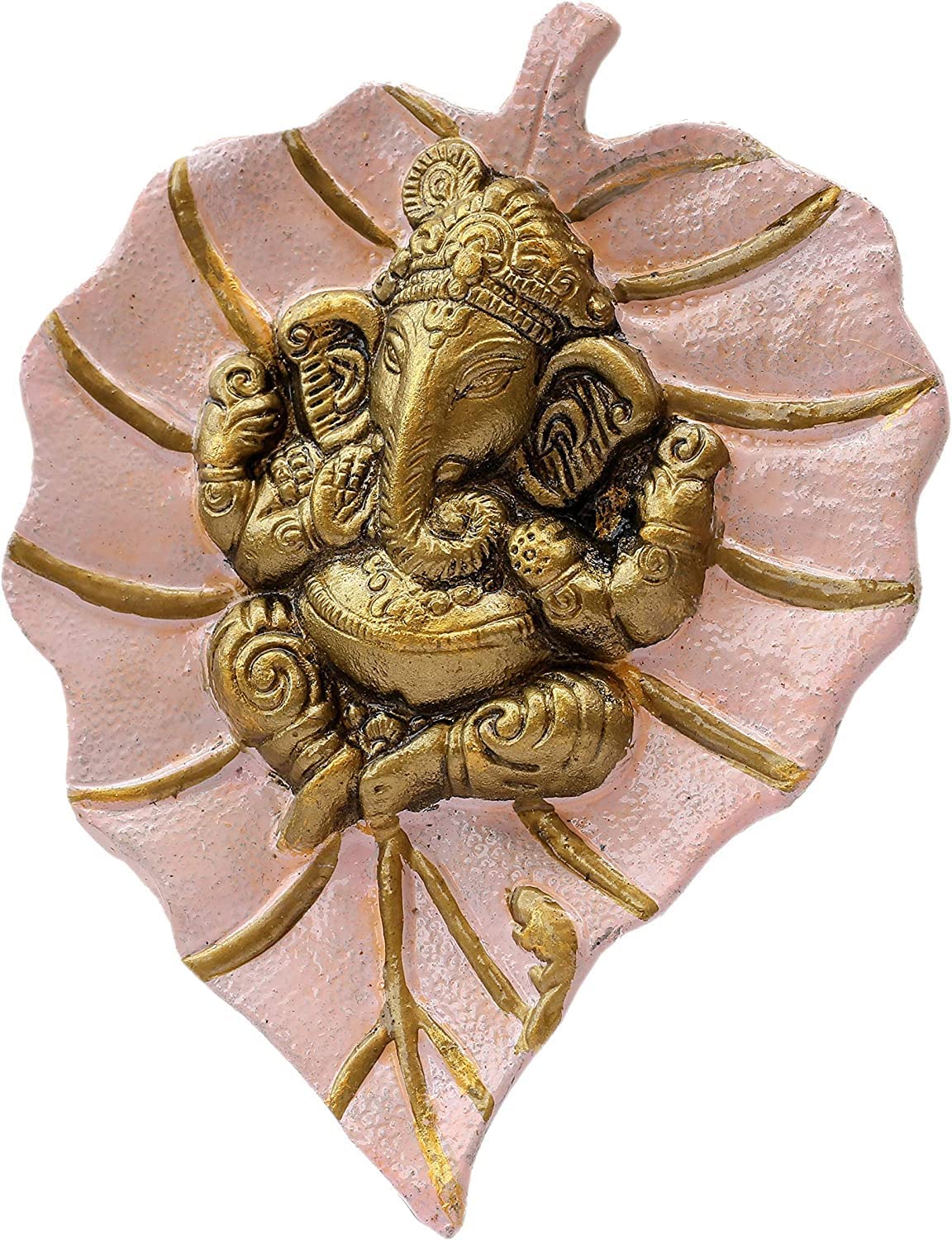 Craft Trade Ganesh Metal Vastu Idol Items Wall Decor Good Luck for Home Living Room and Bedroom Wall Hanging Decor - 7.5x6 Inches (Light Pink)