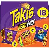 Takis Assorted Hero Variety Pack Rolled Tortilla Chips, 18 Count | (8) Fuego, (6) Blue Heat, (4) Intense Nacho, Non-Spicy to Extremely Spicy, 1oz Individual Bags for Snacking