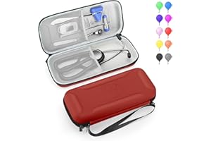 MOSLA Stethoscope Case for 3M Littmann Classic III,Lightweight II S.E. Cardiology IV,Nurse Gift Hard Organizer Portable Carry Travel Cover Storage Bag with Vital Medical Supplies (Red A)