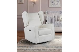 Cloud Nursery Power Swivel Recliner Glider, Electronic Control + USB Charging Port, Ultra-Soft Stain-Resistant Performance Fa