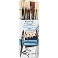Raphael Precision & SoftAqua Mini Travel Brush Set, Bamboo, Round 0, Round 2, Flat 0, Flat 2, Filbert 1, Mop 4, Natural
