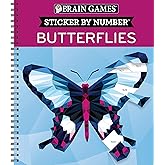 Brain Games - Sticker by Number: Butterflies - 2 Books in 1 (42 Images to Sticker)