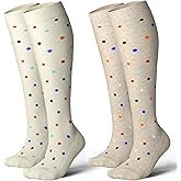 LEVSOX Thick Cotton Compression Socks for Women&Men 20-30mmHg Knee High Cute Support Sock for Nurses, Pregnancy, Travel
