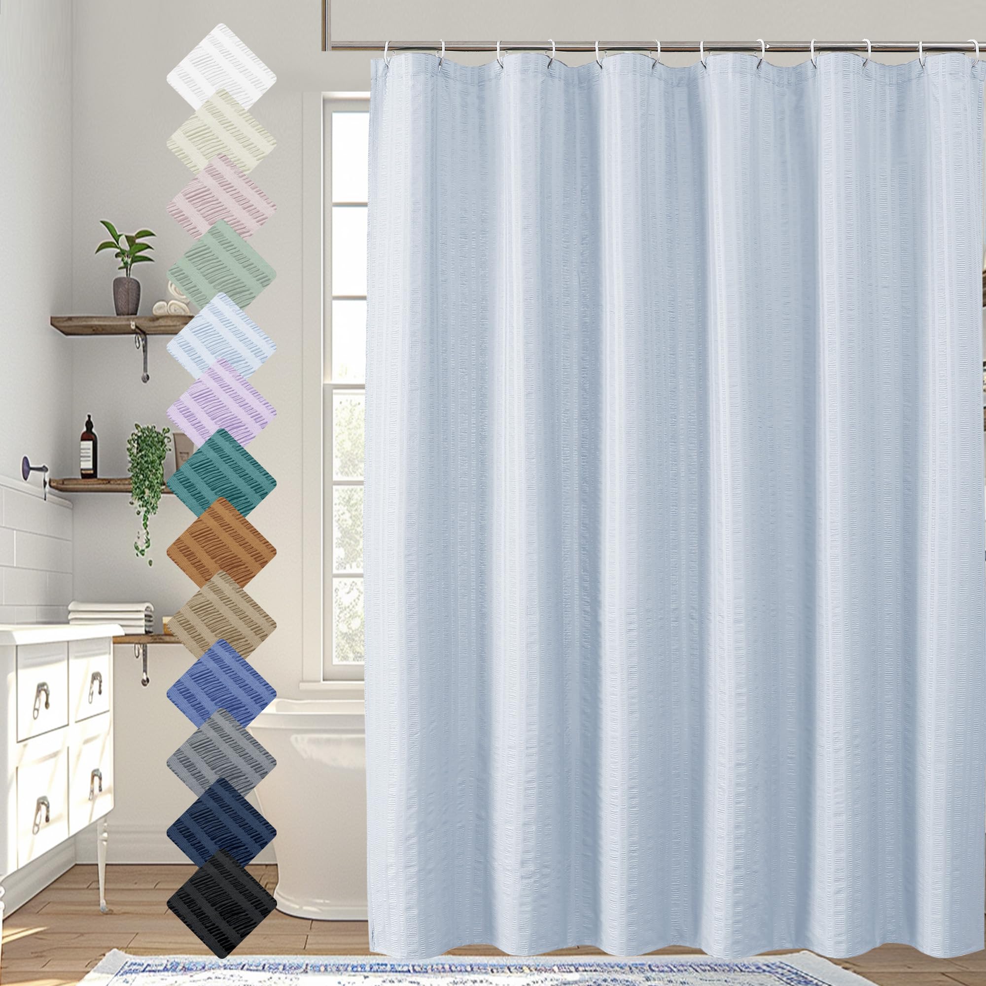 Photo 1 of *USED*
Aiyufeng Light Blue Shower Curtain for Bathroom, Embossed Textured Fabric Shower Curtain for Bathroom - Soft Cloth & Hotel Spa, Machine Washable, 72X72, Glacier Blue