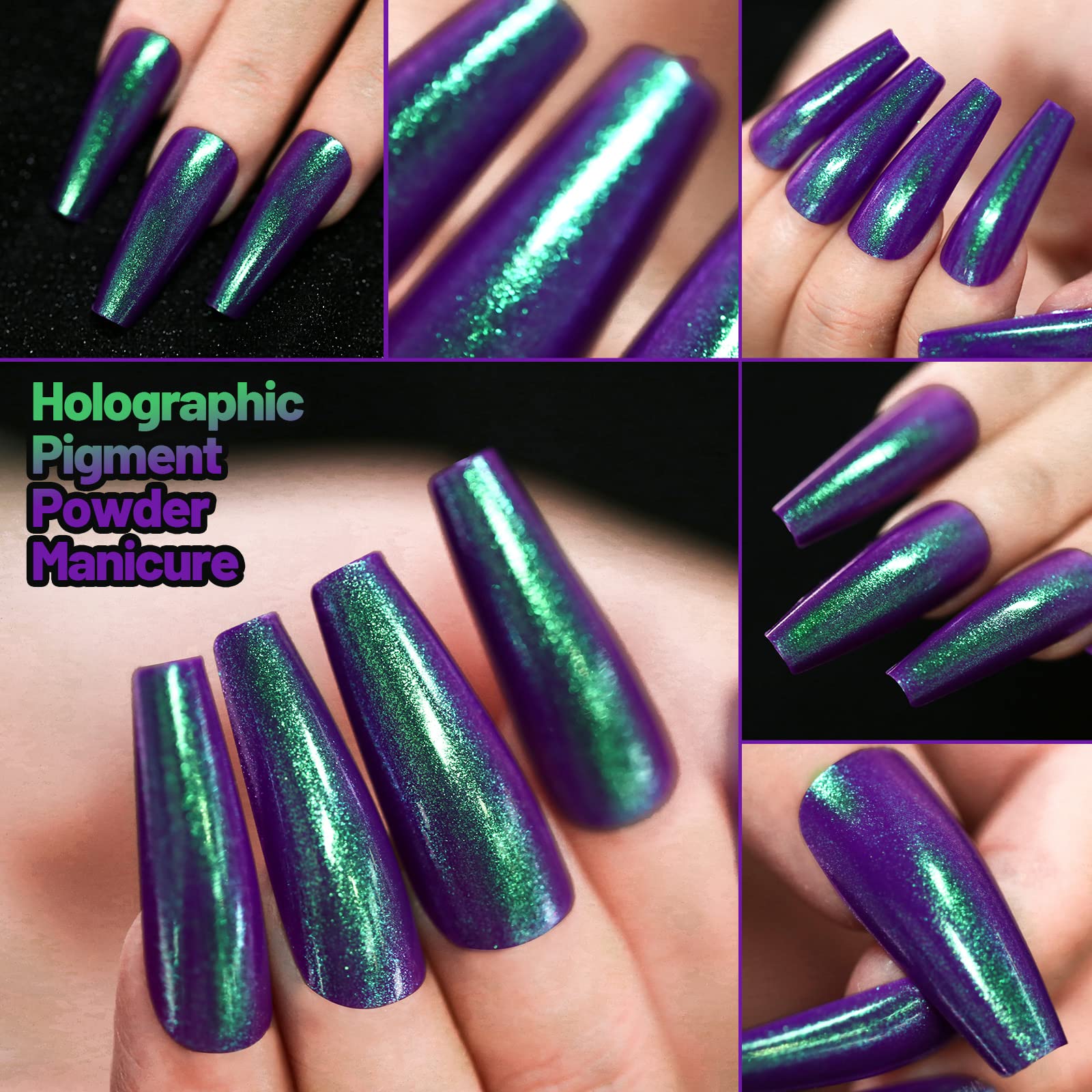 Teenitor Long Press On Nails, Chrome Press On Nails, 288pcs Long Coffin Ballerina False Nails, 12 Colors Full Cover Glue On Nails Holographic Metallic Mirror - Image 2