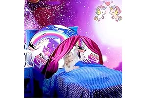 VBY Kids Dream Bed Tent Twin Size - Deluxe Space Adventure & Dinosaur Island & Unicorn & Winter Wonderland Play Tents Boys Girls Pop up Tents Children Game Tent Magical Playhouse Christmas Birthday Gifts