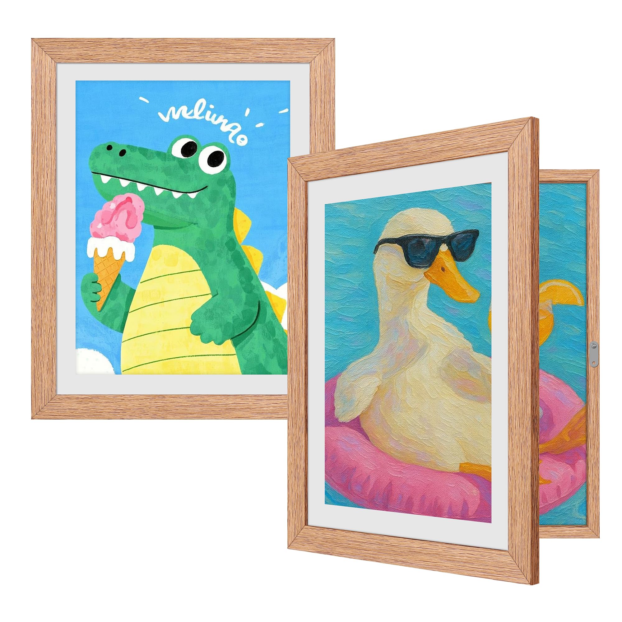 Photo 1 of 2 Pack Kids Artwork Frames Changeable 8.5 x 11 Inch Children Art Projects Children Art Frames Front Opening Picture Display Frame Holds 150 Drawings for Craft Storage, Room Decor, Portfolio, Wood